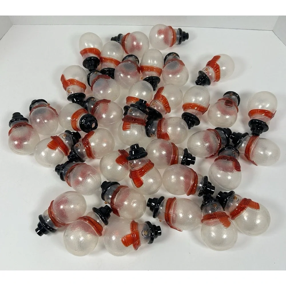 Snowman Blow Mold Christmas String Light Covers Lot of 38 VTG 90s